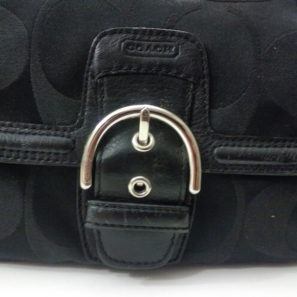 Medium Black Coach Canvas Handle Satchel. - Picture 2 of 10